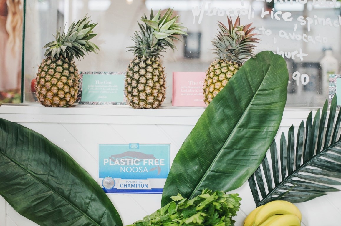 Plastic Free Noosa certificate on restaurant wall