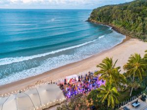aerial photo of noosa main beach at noosa food and wine festival